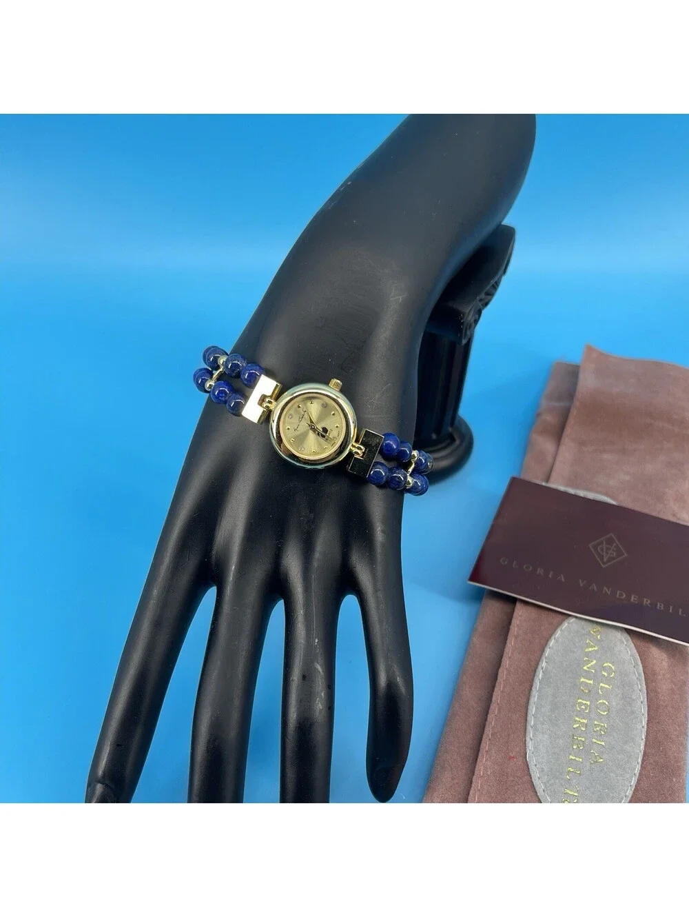 Gloria Vanderbilt Vintage Blue Lapis Bead Watch New Old Stock No Battery